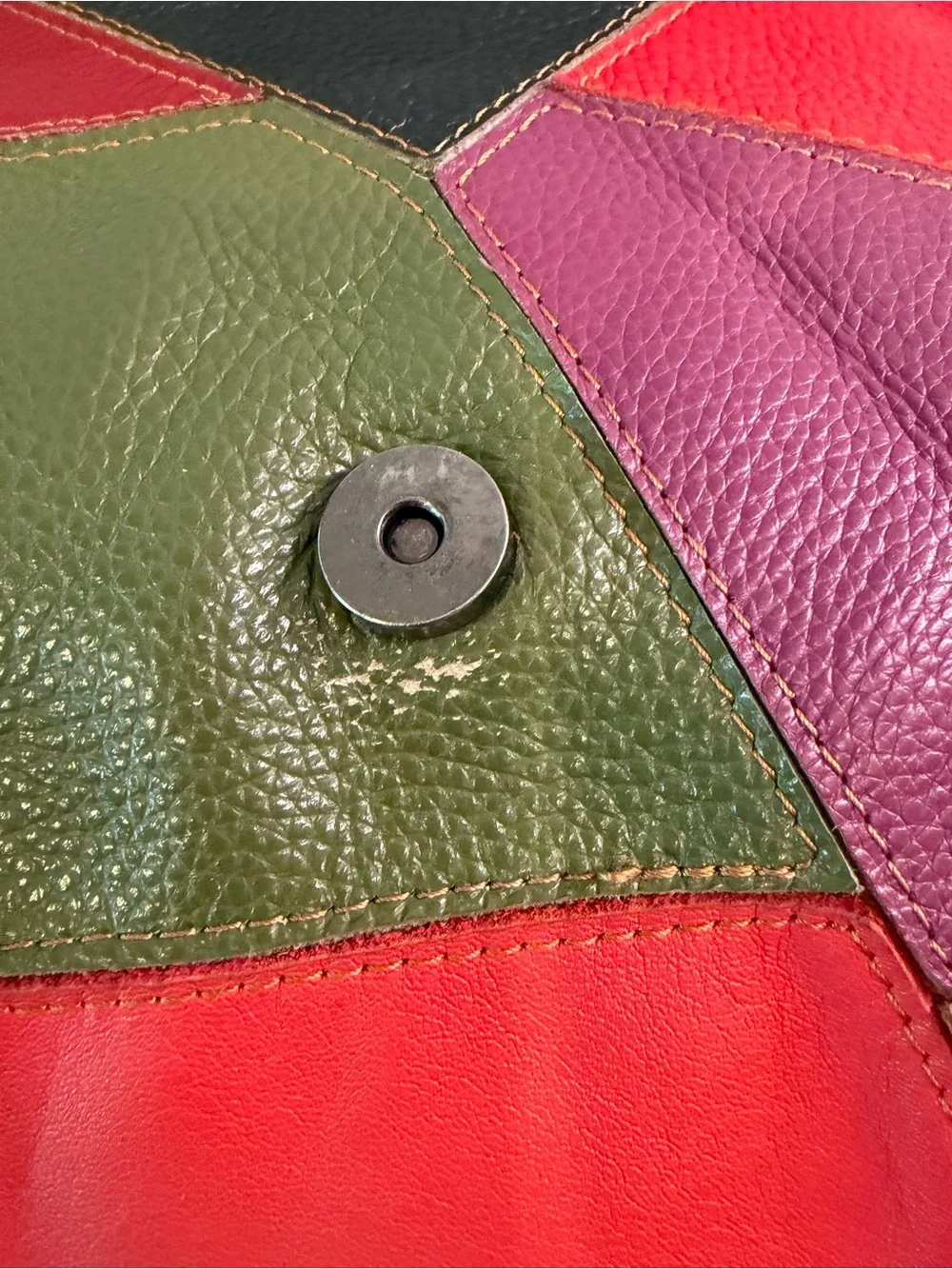 Ameri Leather Multicolor Patchwork Leather Crossbody Bag